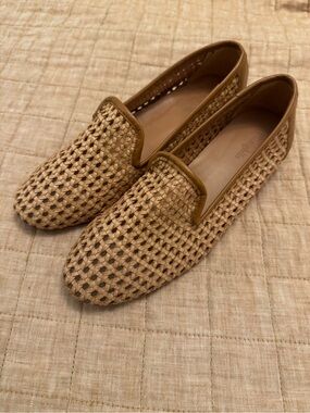 Woven Tan Slip-On Loafers